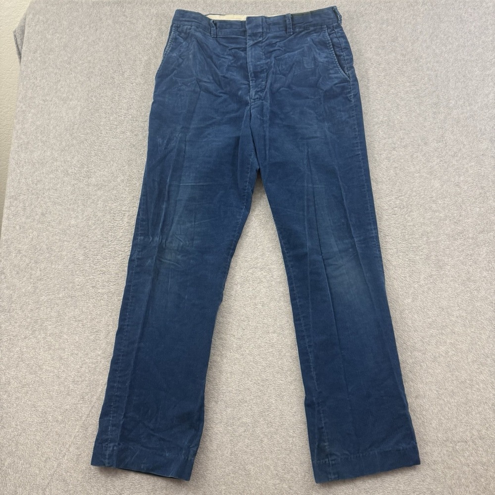 Us Navy Pants Men 34x32 Blue Corduroy U.S Military Issue Vintage  Dress Trousers